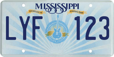 MS license plate LYF123