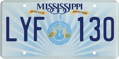 MS license plate LYF130