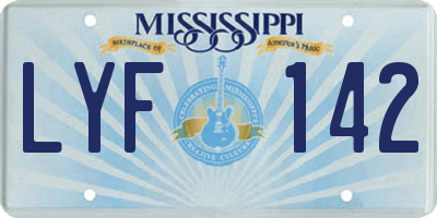 MS license plate LYF142