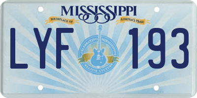 MS license plate LYF193
