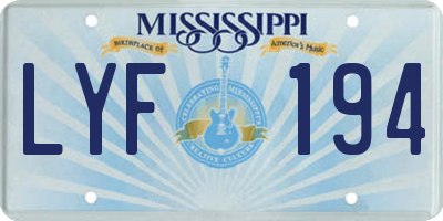 MS license plate LYF194