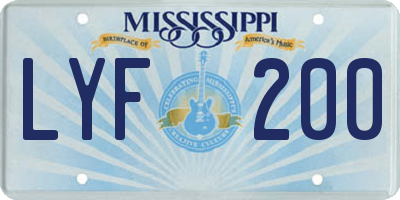MS license plate LYF200