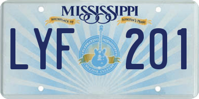 MS license plate LYF201