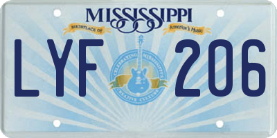 MS license plate LYF206