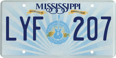 MS license plate LYF207