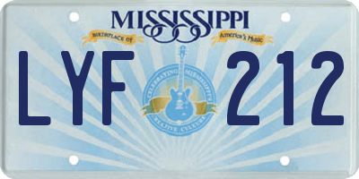 MS license plate LYF212