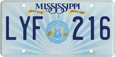 MS license plate LYF216