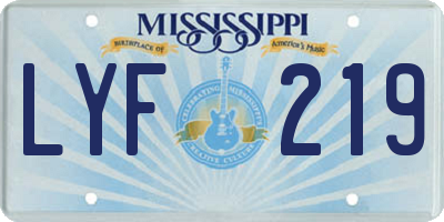 MS license plate LYF219