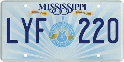 MS license plate LYF220