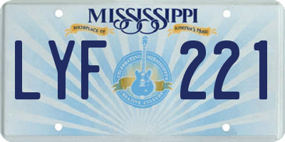 MS license plate LYF221
