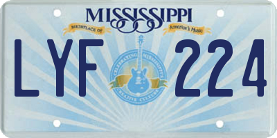 MS license plate LYF224