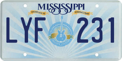 MS license plate LYF231