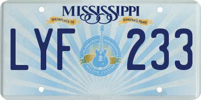 MS license plate LYF233
