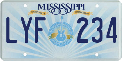 MS license plate LYF234