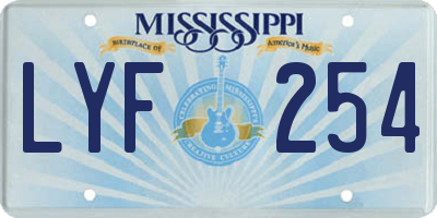 MS license plate LYF254
