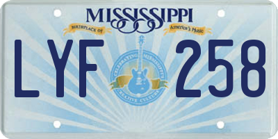 MS license plate LYF258