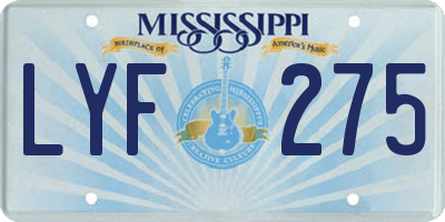 MS license plate LYF275