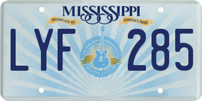 MS license plate LYF285