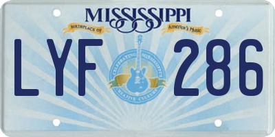 MS license plate LYF286