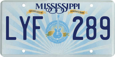 MS license plate LYF289
