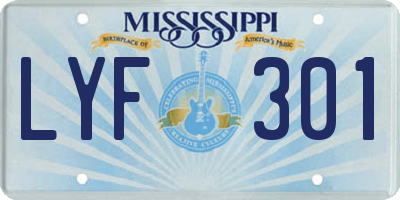 MS license plate LYF301