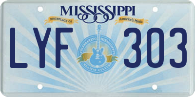 MS license plate LYF303