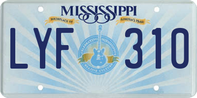 MS license plate LYF310