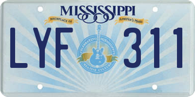 MS license plate LYF311