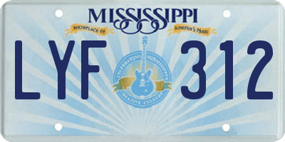 MS license plate LYF312