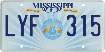 MS license plate LYF315