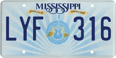 MS license plate LYF316