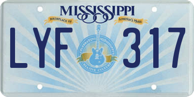 MS license plate LYF317