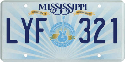 MS license plate LYF321