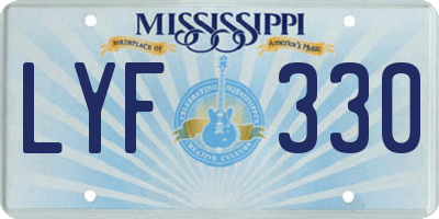 MS license plate LYF330