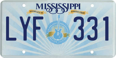 MS license plate LYF331