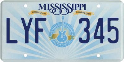 MS license plate LYF345