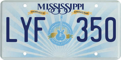 MS license plate LYF350