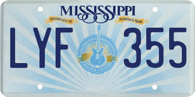 MS license plate LYF355