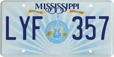 MS license plate LYF357