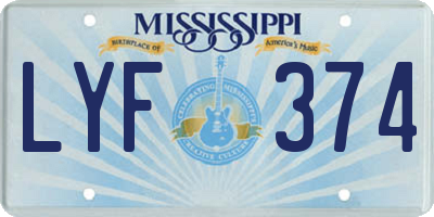 MS license plate LYF374
