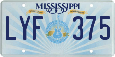 MS license plate LYF375