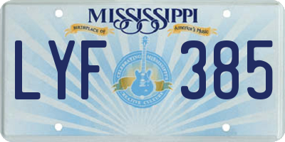 MS license plate LYF385