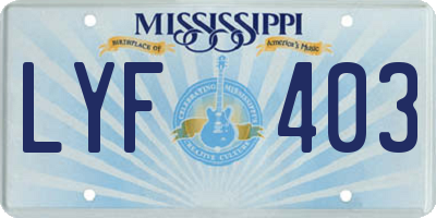 MS license plate LYF403