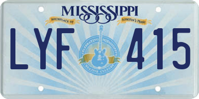 MS license plate LYF415