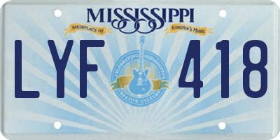 MS license plate LYF418
