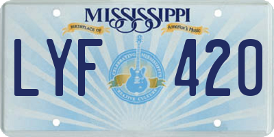 MS license plate LYF420