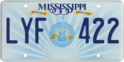 MS license plate LYF422