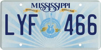 MS license plate LYF466