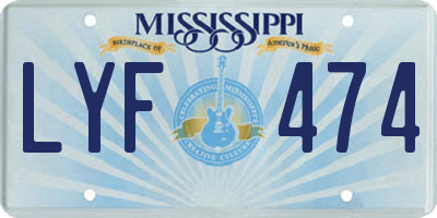 MS license plate LYF474