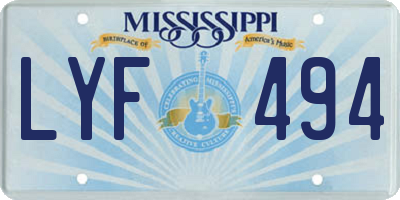 MS license plate LYF494